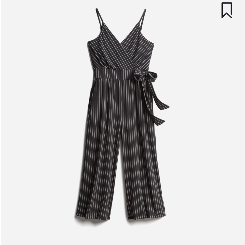 Super cute black and white striped romper.